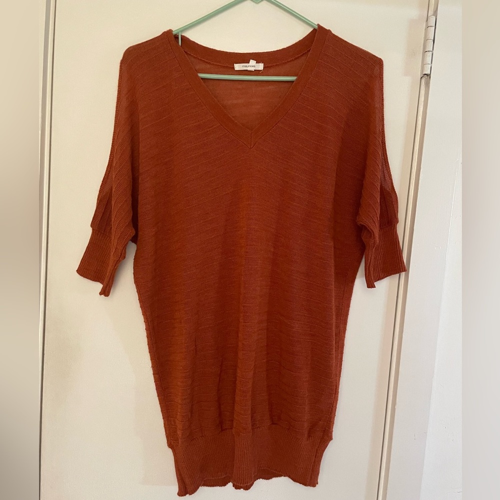 Burnt Orange cold shoulder top. XL. Maurices.
